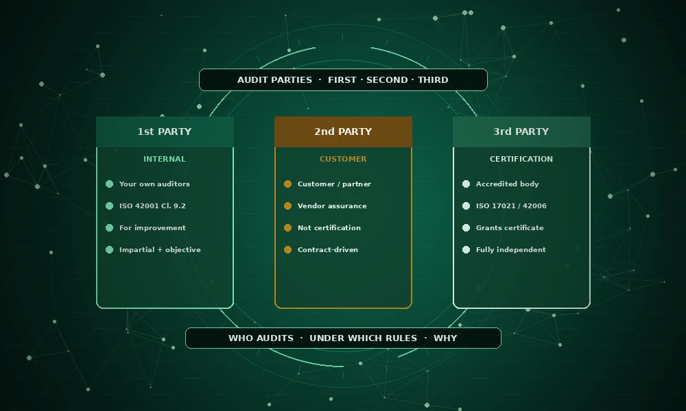 ISO 42001 First-Party vs Third-Party Audit